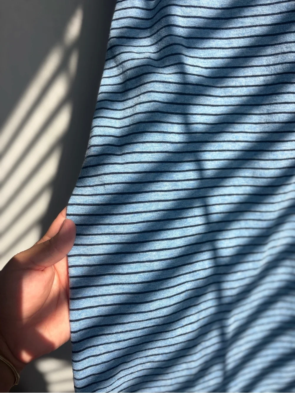 J. Crew Light Blue with Navy Thin-Stripe Polo